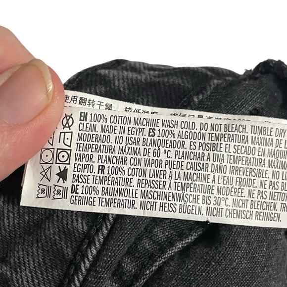 Forever 21 Womens Jean Shorts Size 28 Black Distressed Ripped Mid Rise Denim - Picture 5 of 9